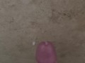 Uncut teen jacks off and cums on shower wall