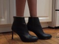 High Heeled Leather Boots While Making Dinner