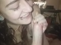 Tinder date swallows my cum, cock worshipping whore. POV slut