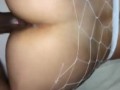 Horny teen slut in white fishnets gets pounded