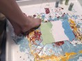 Painting a picture with my toes