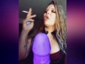 Custom smoking fetish with dildo sucking