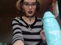 (Close up)Slutty Goth Gets her lipstick on your cock during a sloppy blowjob!