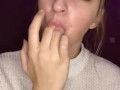  spit play. Drooling on fingers 