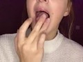  spit play. Drooling on fingers 
