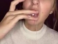  spit play. Drooling on fingers 