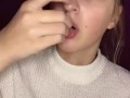  spit play. Drooling on fingers 