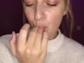 spit play. Drooling on fingers 