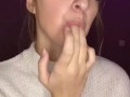  spit play. Drooling on fingers 