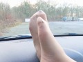 nylonfeets playing on dashboard