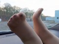 nylonfeets playing on dashboard
