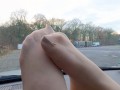 nylonfeets playing on dashboard