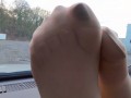 nylonfeets playing on dashboard