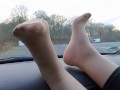 nylonfeets playing on dashboard