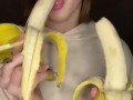 Double banana blow job. Sucking and drooling