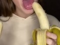 Double banana blow job. Sucking and drooling