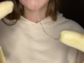 Double banana blow job. Sucking and drooling