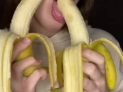 Double banana blow job. Sucking and drooling