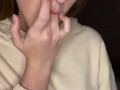 Spit play. Finger sucking and gagging. Drool