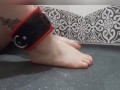 BDSM Slut Rubs Feet With Oil