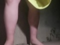 Fat guy strips naked and pisses outside
