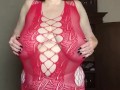 Annabel’s red fishnet dress 