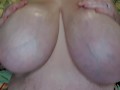 Horny bbw oily titty drop plays with boobs and begs for cum