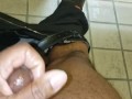 In rest room jacking off