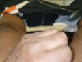 In rest room jacking off