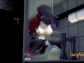 Furry Hentai - Black Kitty Fingering in a Japanese Toilet