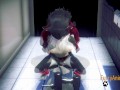 Furry Hentai - Black Kitty Fingering in a Japanese Toilet