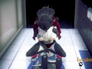 Furry Hentai - Black Kitty Fingering in a Japanese Toilet