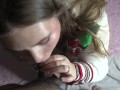 POV Christmas BJ With Messy Finish