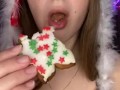 Christmas cookie chewing. Food fetish