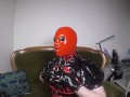 Trailer Heavy Rubber Mask, Solo Pleasure By Miss Maskerade In Latex Corset Gagged Playing With Dildo