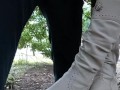 He followed me in the street and I let him cum on my boots in public park and filmed cumshot