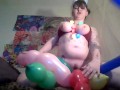 Looner Balloon play, 5 ft clown& squiggly balloons B2P Hump2pop pussy stuff suck& Fuck 5ft balloon