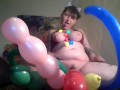 Looner Balloon play, 5 ft clown& squiggly balloons B2P Hump2pop pussy stuff suck& Fuck 5ft balloon