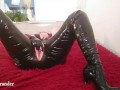 Home Sex Masturbation, PVC catsuit and Dildo Solo Relax Play, Part 2
