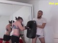 Female boxing training: Calista is a very strong and powerful woman