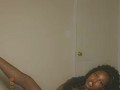 Spit on it! Pretty Solo Ebony rubbing clit - fingering wet pussy - amateur 