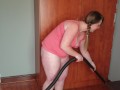 Big chubby whore vacuuming her fat pussy