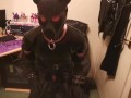 latex pig uses ass sweat as gasmask filters and edges to a ruined orgasm