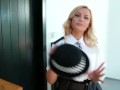 Blonde police officer shows arrests herself for an orgasm challenge