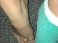 Stripping off my stinky cowgirl boots and socks