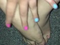Stripping off my stinky cowgirl boots and socks