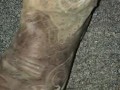 Stripping off my stinky cowgirl boots and socks