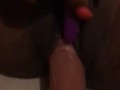 WET Ebony Lesbian Takes Dildo & Vibrator