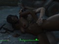 Gentle sex of a couple in the pouring rain in the game fallout 4 | PC gameplay