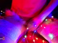 Snow Maiden brings herself to orgasm in Christmas lights